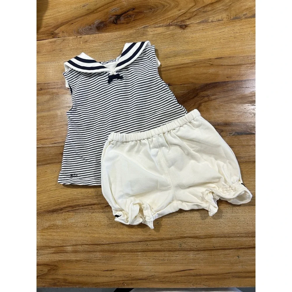 Ralph Lauren Nautical Sailor Infant Tunic Dress + Bloomer Old Money Beach Sz 6 M